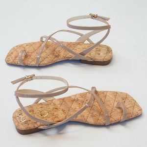 Jessica Simpson Reyna Sandal - Nude, Strappy, Square Toe, Padded Footbed